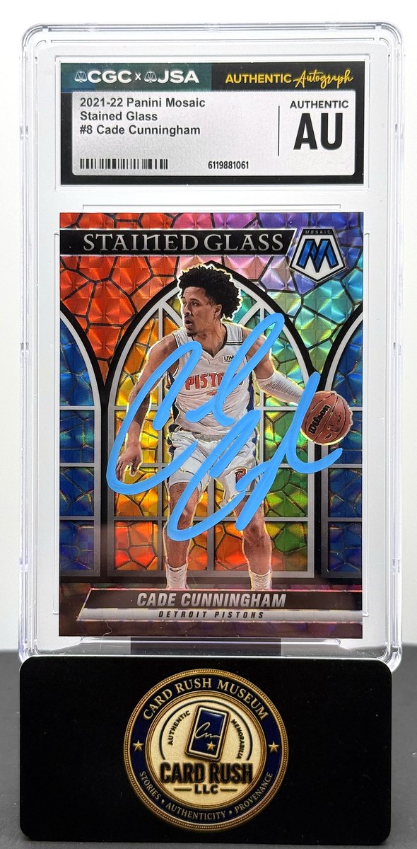 Cade Cunningham, 2021-22 Panini Mosaic Stained Glass #8, signed