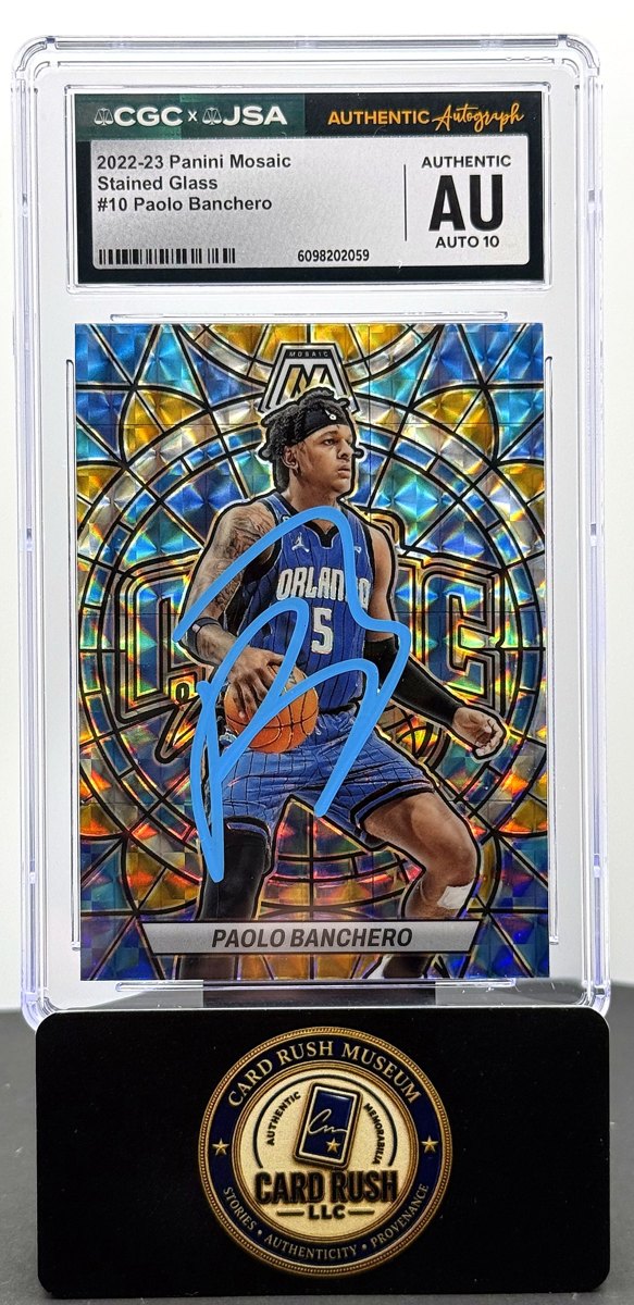 Paolo Banchero, 2022-23 Panini Mosaic Stained Glass #10, rookie card, signed